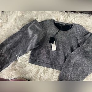 BCBG party silver short sweater